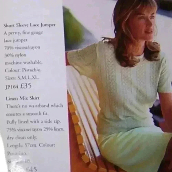 Laura Ashley Short Sleeve Lace Jumper Vintage 1997 Green Pointelle  Women's XL - Picture 3 of 10